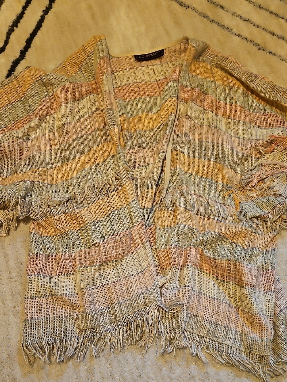 A.C. Sport Woven Jacket - Cream with Multicolor Threading